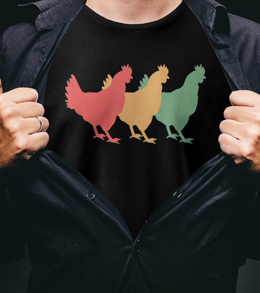 Funny Vintage Chicken Trio Retro T-Shirt