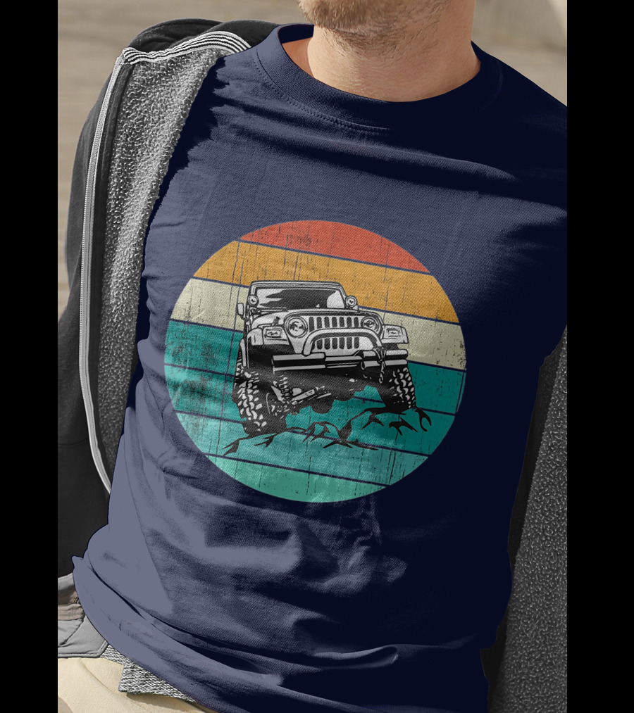 Off Road 4x4 Vehicle Retro Sunset Adventure Jeep Wrangler T-Shirt