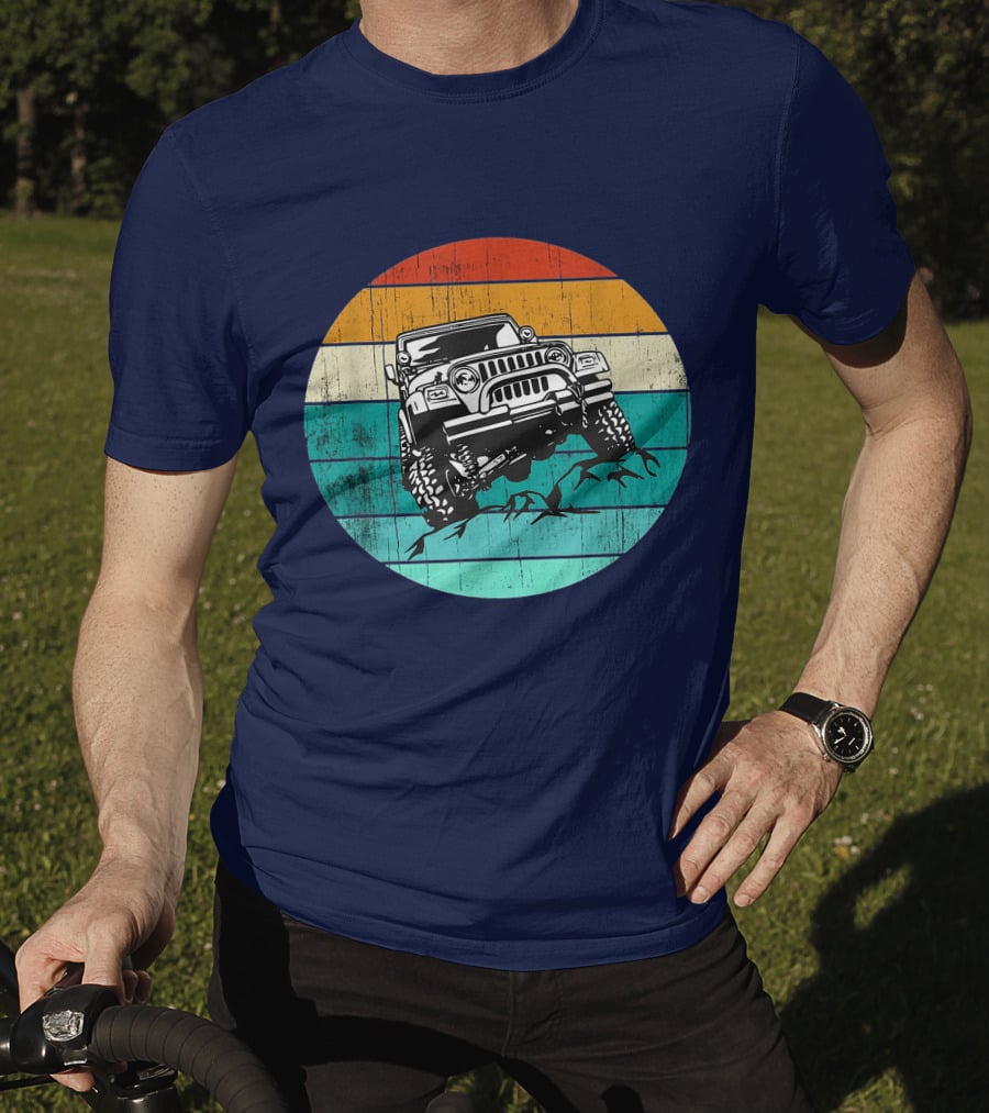 Off Road 4x4 Vehicle Retro Sunset Adventure Jeep Wrangler T-Shirt