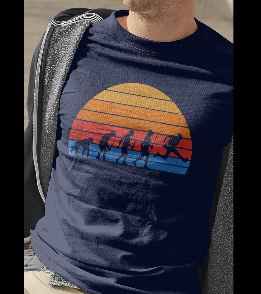 Guitarist Evolution Silhouette Retro Sunset T-Shirt