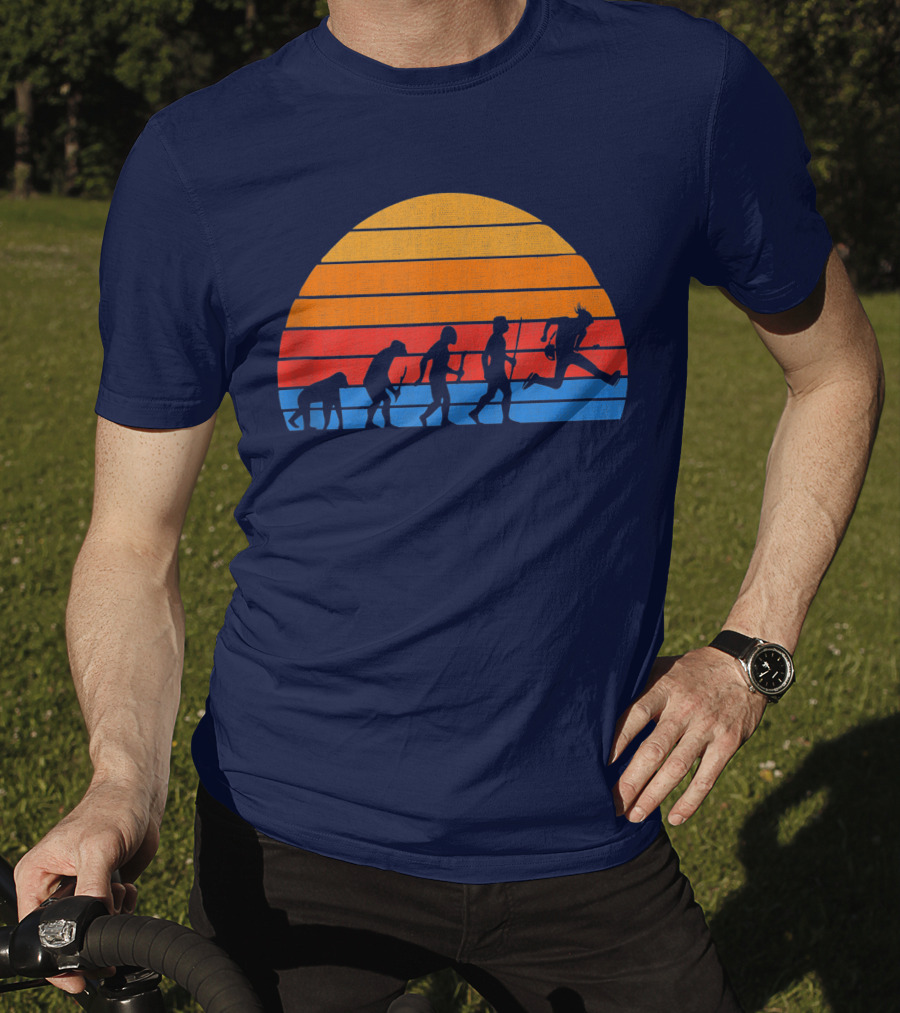 Guitarist Evolution Silhouette Retro Sunset T-Shirt