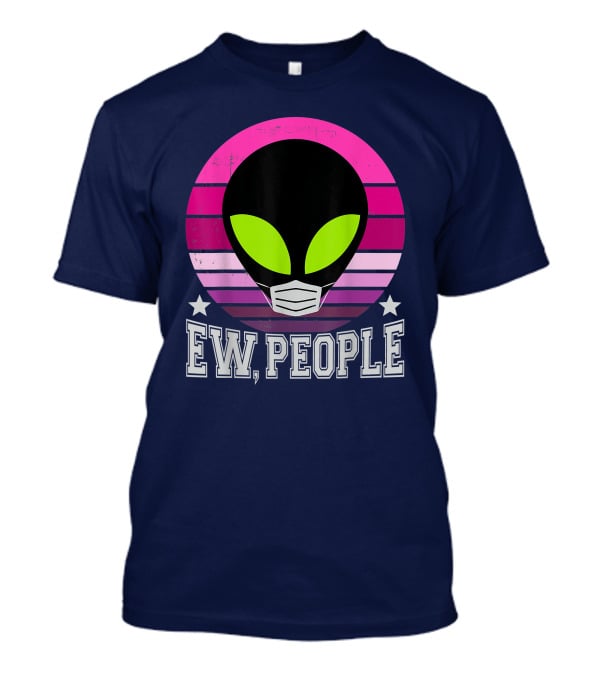 Ew People Alien Mask Retro Magenta Sunset T-Shirt