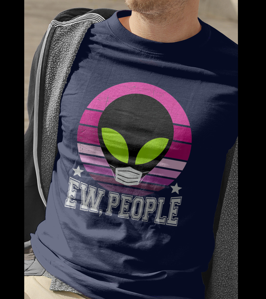 Ew People Alien Mask Retro Magenta Sunset T-Shirt
