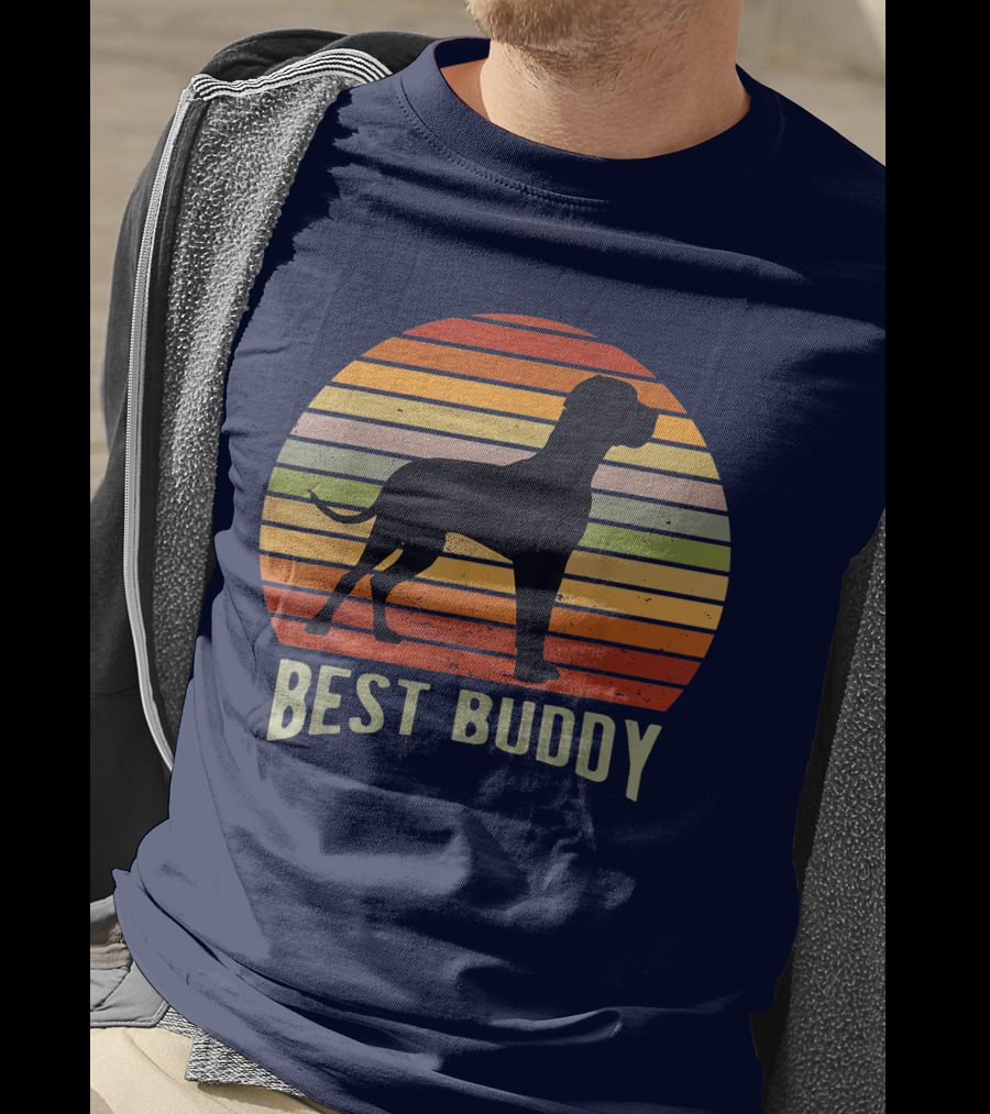 Best Buddy Vintage Dog Silhouette Retro Sunset T-Shirt