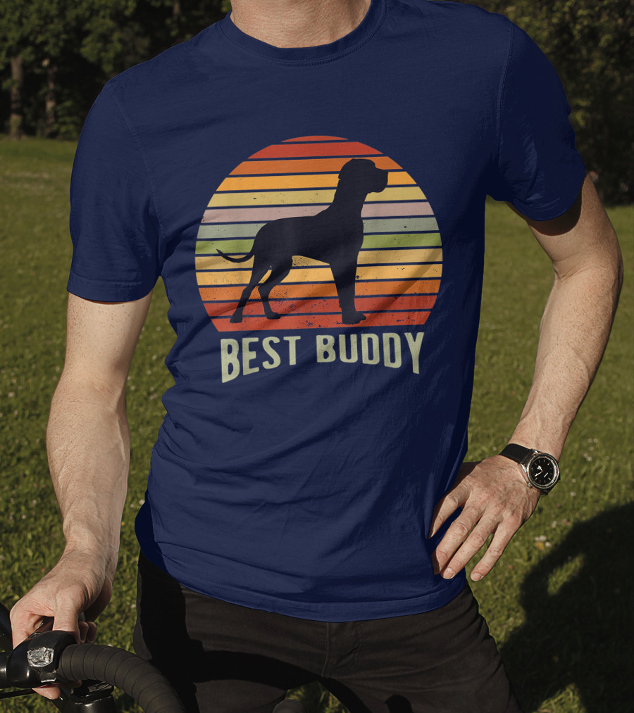 Best Buddy Vintage Dog Silhouette Retro Sunset T-Shirt