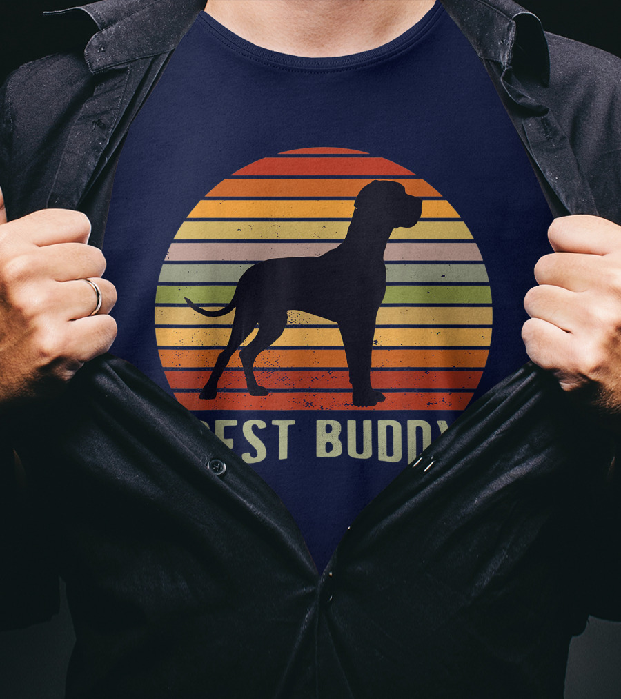 Best Buddy Vintage Dog Silhouette Retro Sunset T-Shirt