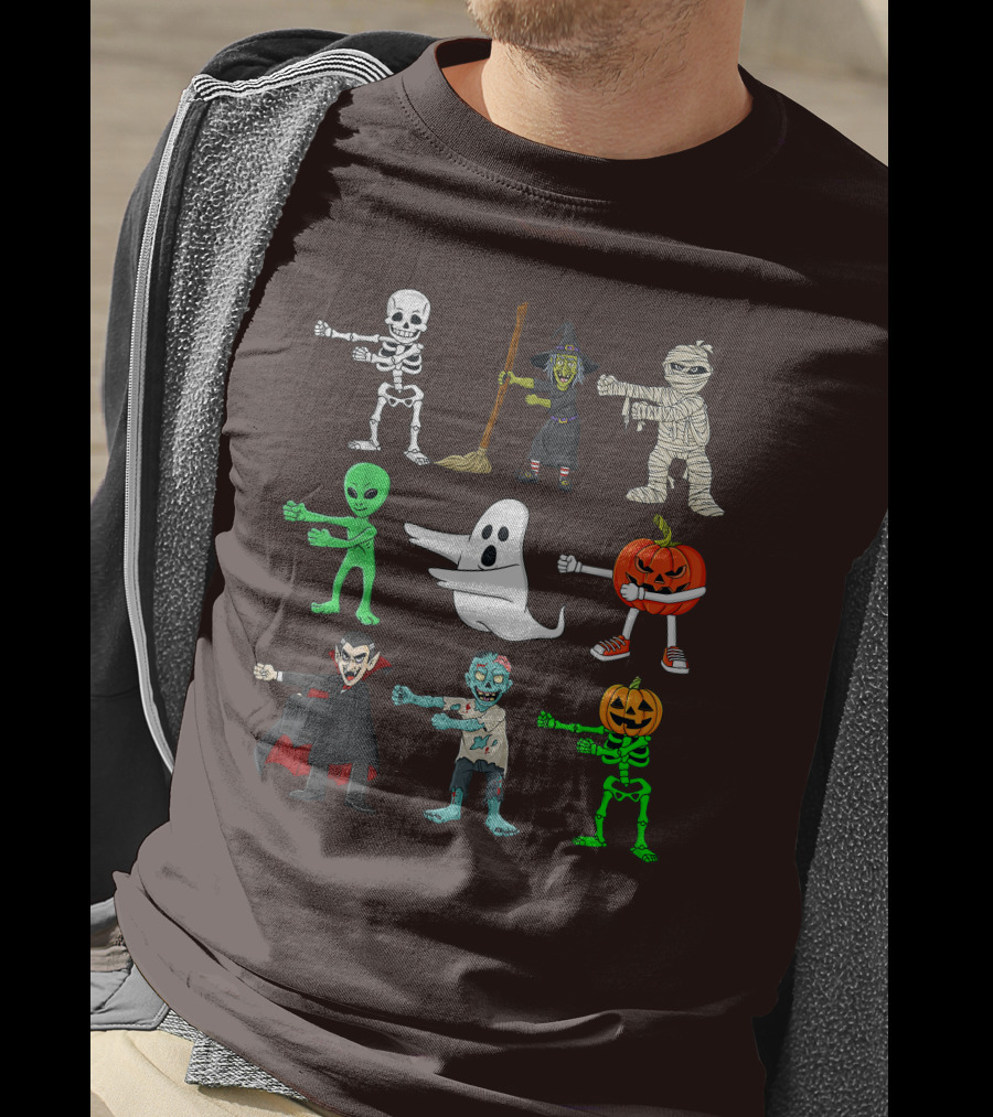 Halloween Floss Like A Boss Skeleton Witch Mummy Alien Ghost Pumpkin Dracula Zombie T-Shirt