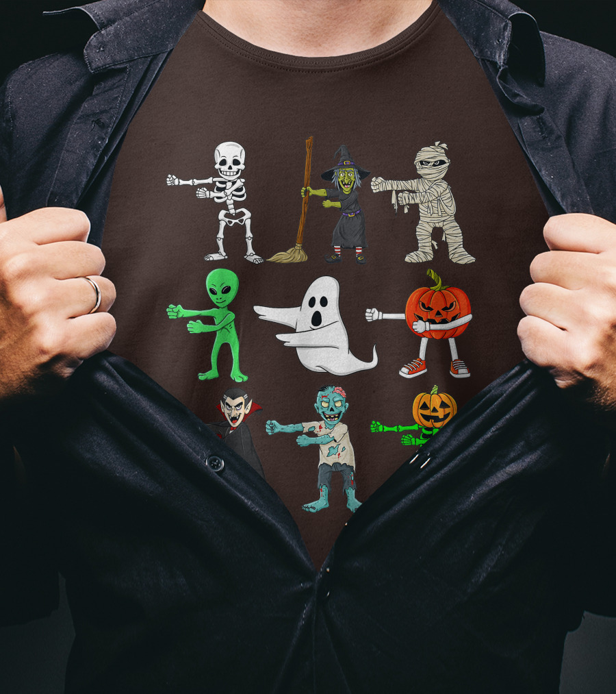 Halloween Floss Like A Boss Skeleton Witch Mummy Alien Ghost Pumpkin Dracula Zombie T-Shirt