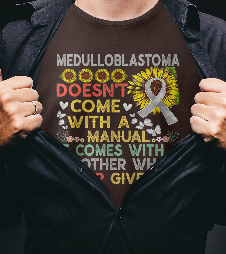 Medulloblastoma Awareness Sunflower Ribbon Warrior Mother's Love T-Shirt