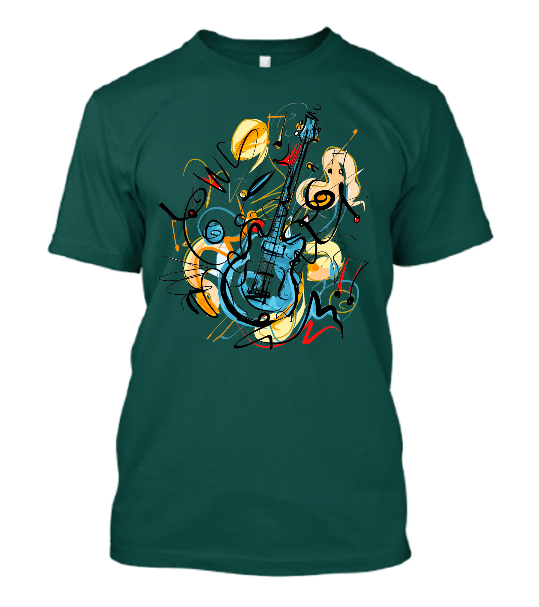 Guitar Music Love Vibrant Abstract Composition T-Shirt