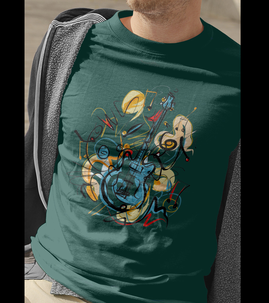 Guitar Music Love Vibrant Abstract Composition T-Shirt