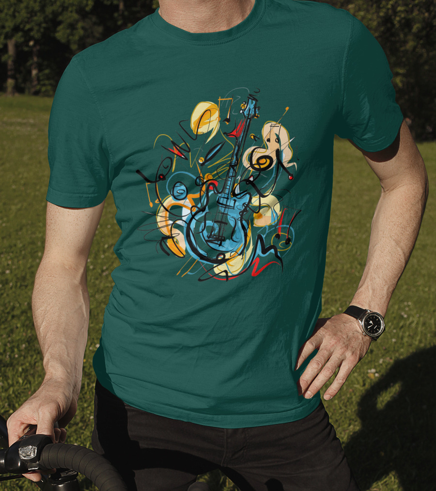 Guitar Music Love Vibrant Abstract Composition T-Shirt