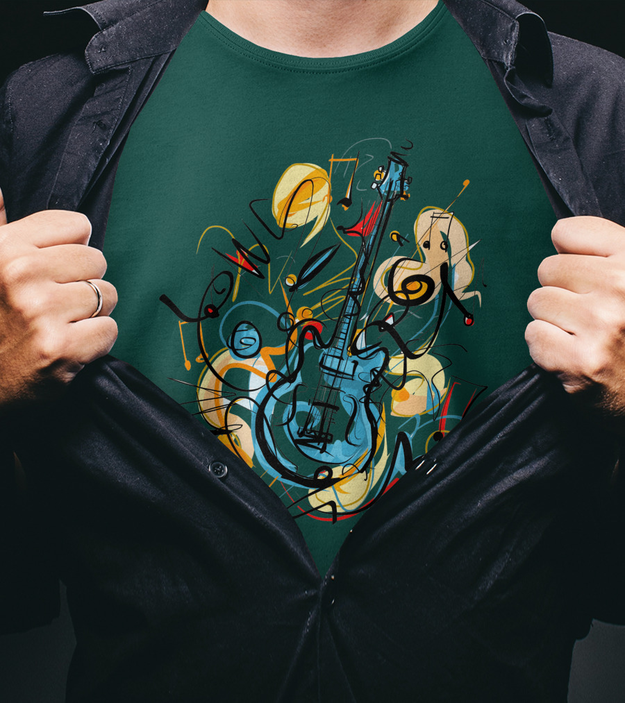Guitar Music Love Vibrant Abstract Composition T-Shirt