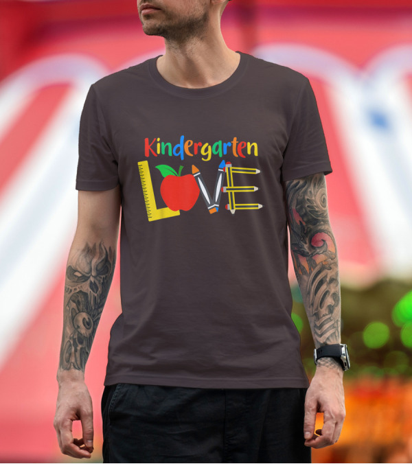Premium T-Shirt: Kindergarten Love Teacher Student Classroom Tools T-Shirt Kindergarten Love Teacher Student Classroom Tools T-Shirt