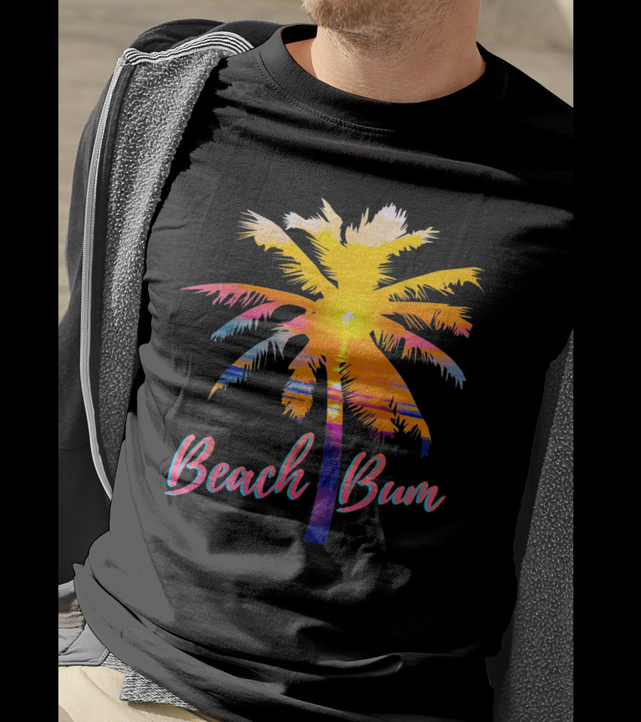 Beach Bum Tropical Sunrise Palm Tree Sunset Reflection T-Shirt
