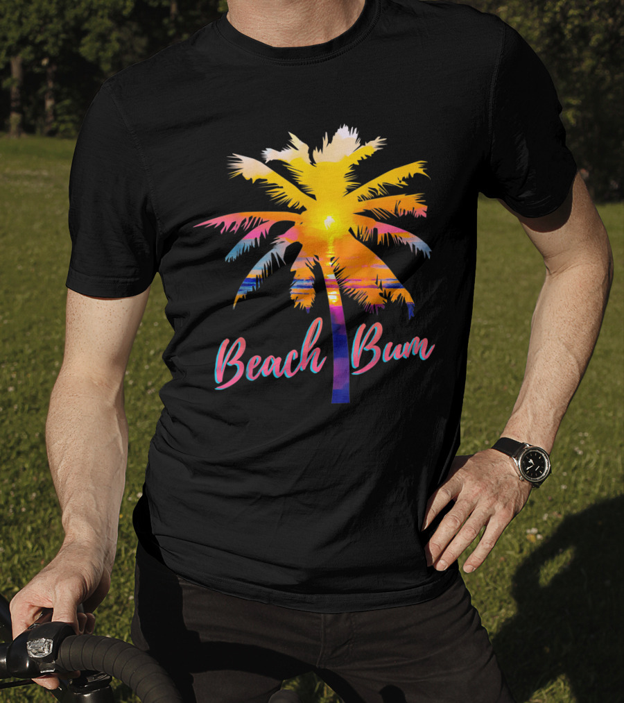 Beach Bum Tropical Sunrise Palm Tree Sunset Reflection T-Shirt