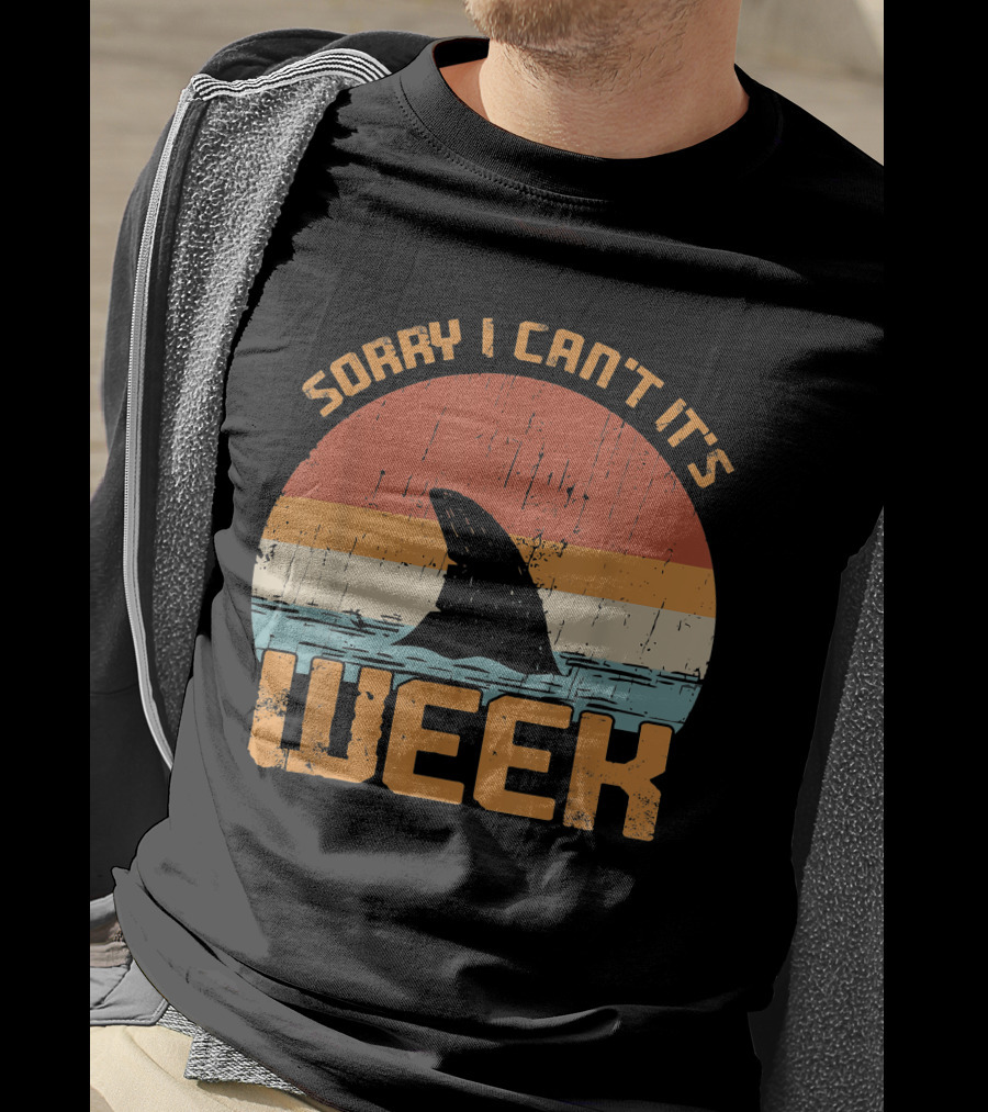 Vintage Sorry I Can't It's Week Funny Shark T-Shirt