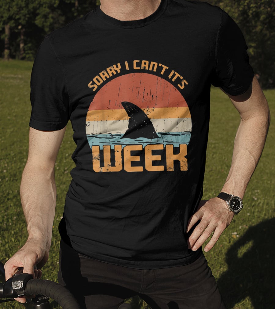 Vintage Sorry I Can't It's Week Funny Shark T-Shirt