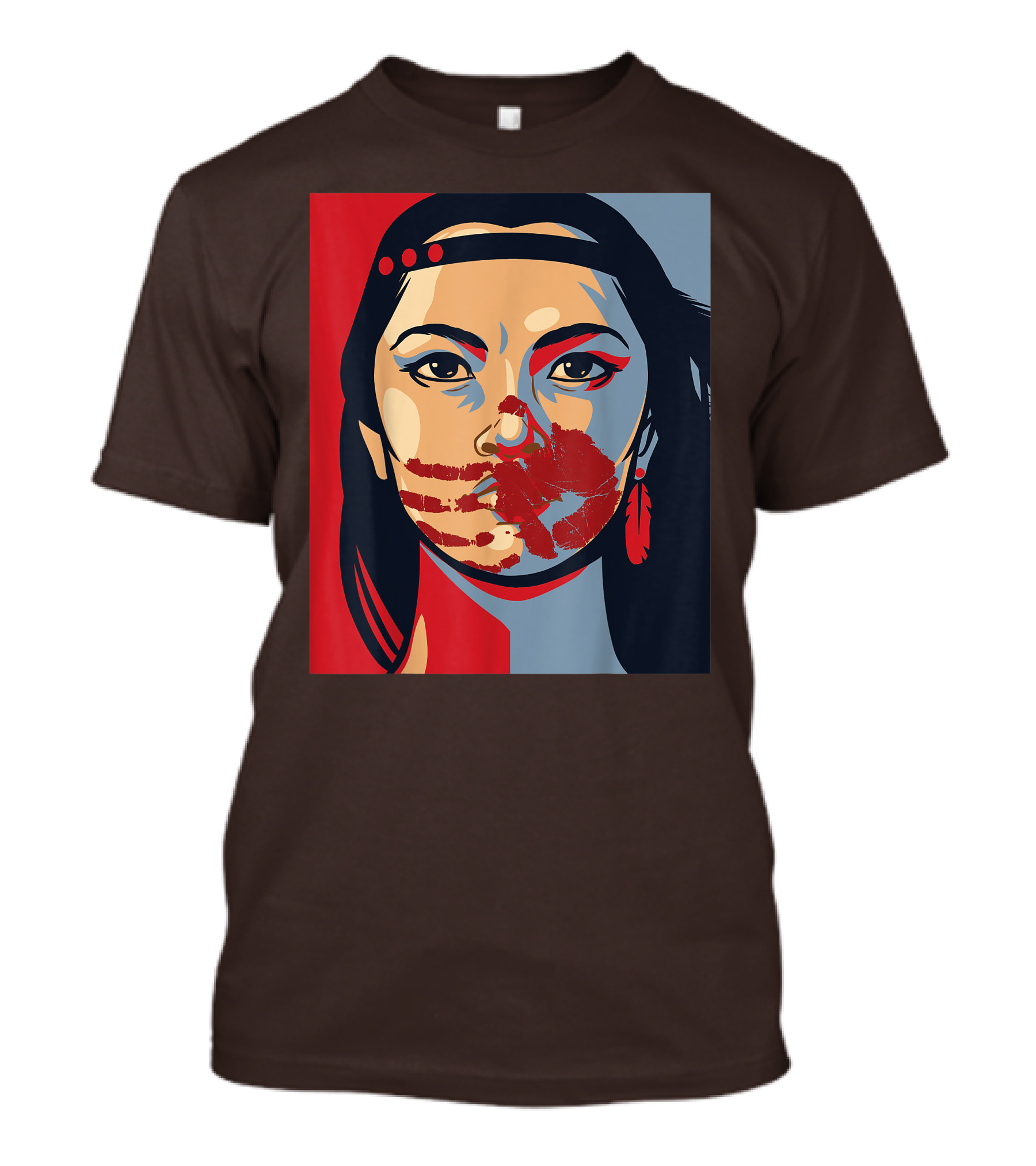 MMIW Awareness Stolen Sisters Indigenous Woman Red Handprint T-Shirt