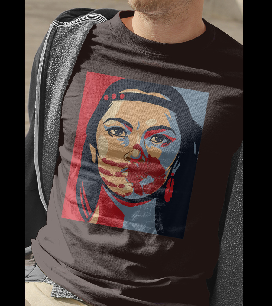 MMIW Awareness Stolen Sisters Indigenous Woman Red Handprint T-Shirt
