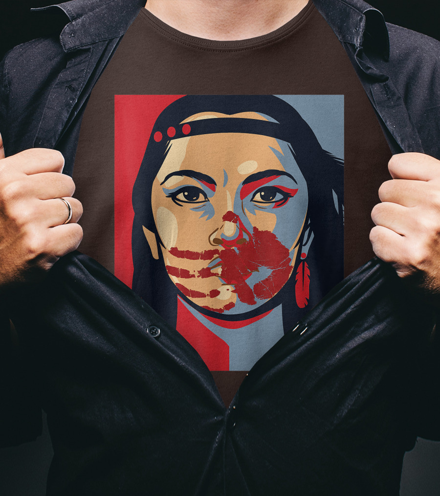 MMIW Awareness Stolen Sisters Indigenous Woman Red Handprint T-Shirt