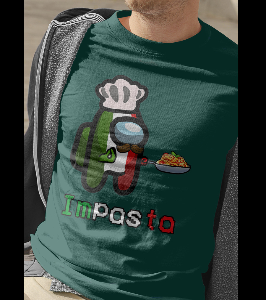 Impostor Pasta Impasta Among Us Chef Italian Tricolor Spaghetti T-Shirt