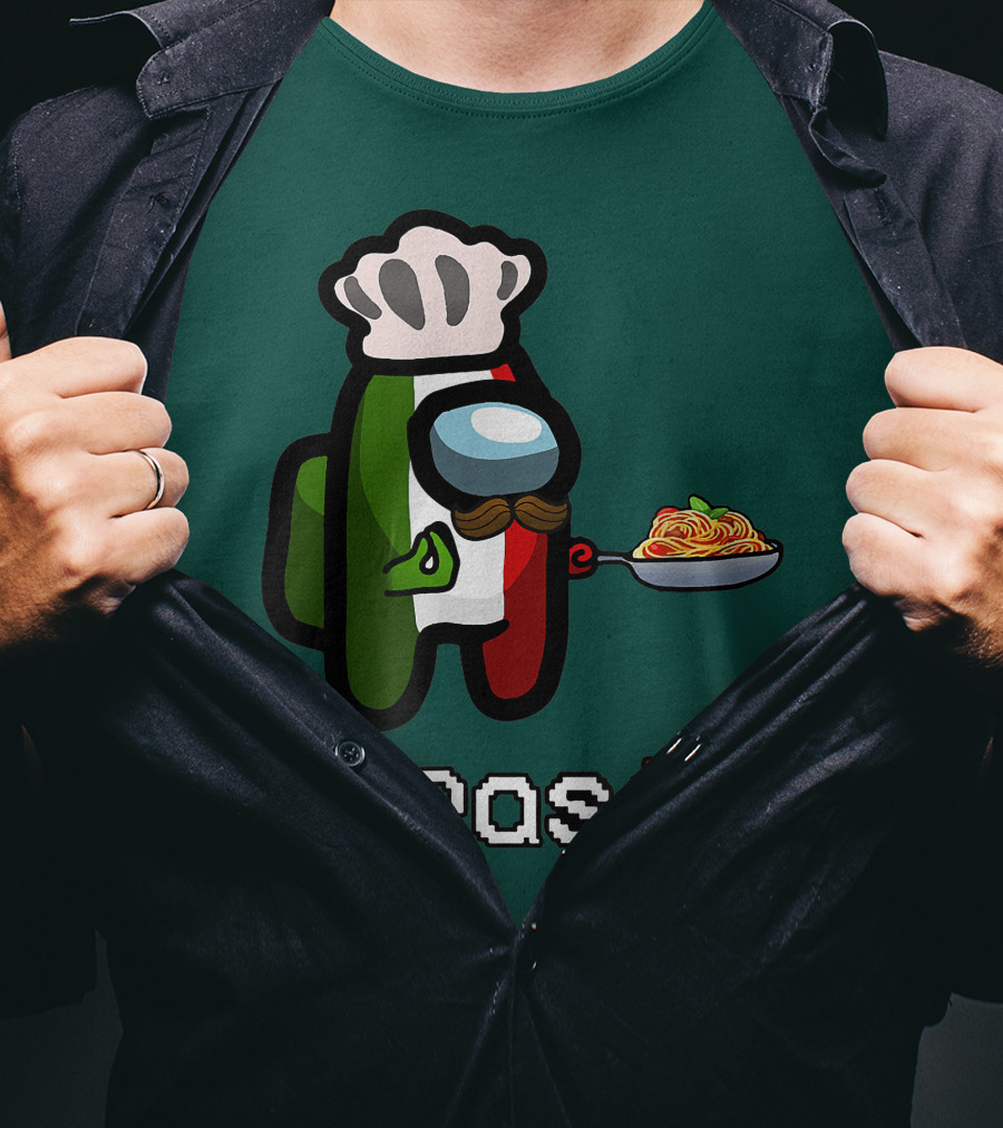 Impostor Pasta Impasta Among Us Chef Italian Tricolor Spaghetti T-Shirt