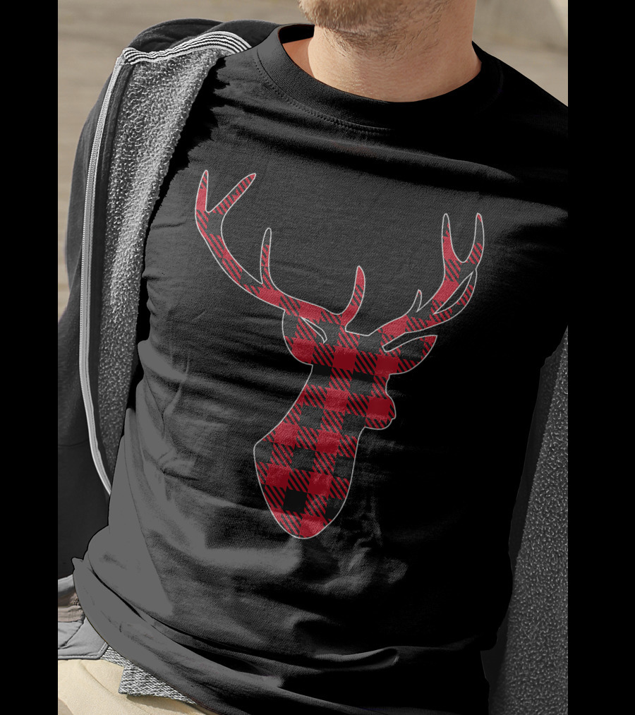 Christmas Buffalo Plaid Deer T-Shirt