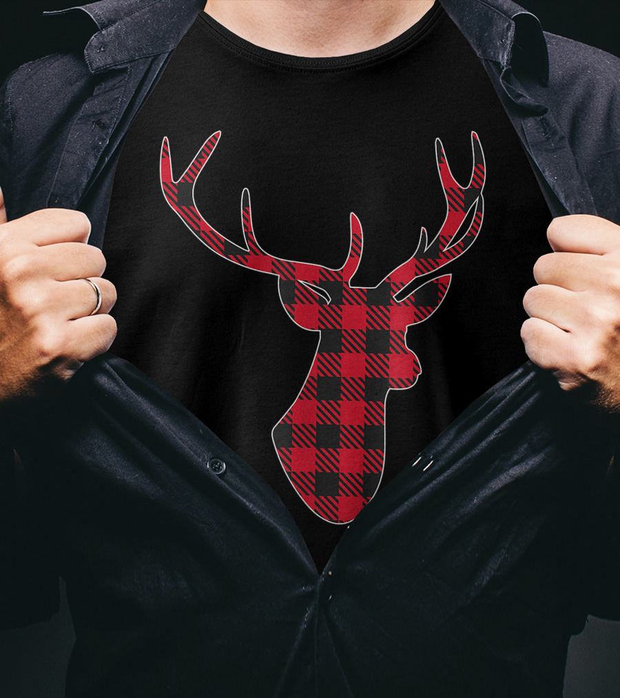 Christmas Buffalo Plaid Deer T-Shirt