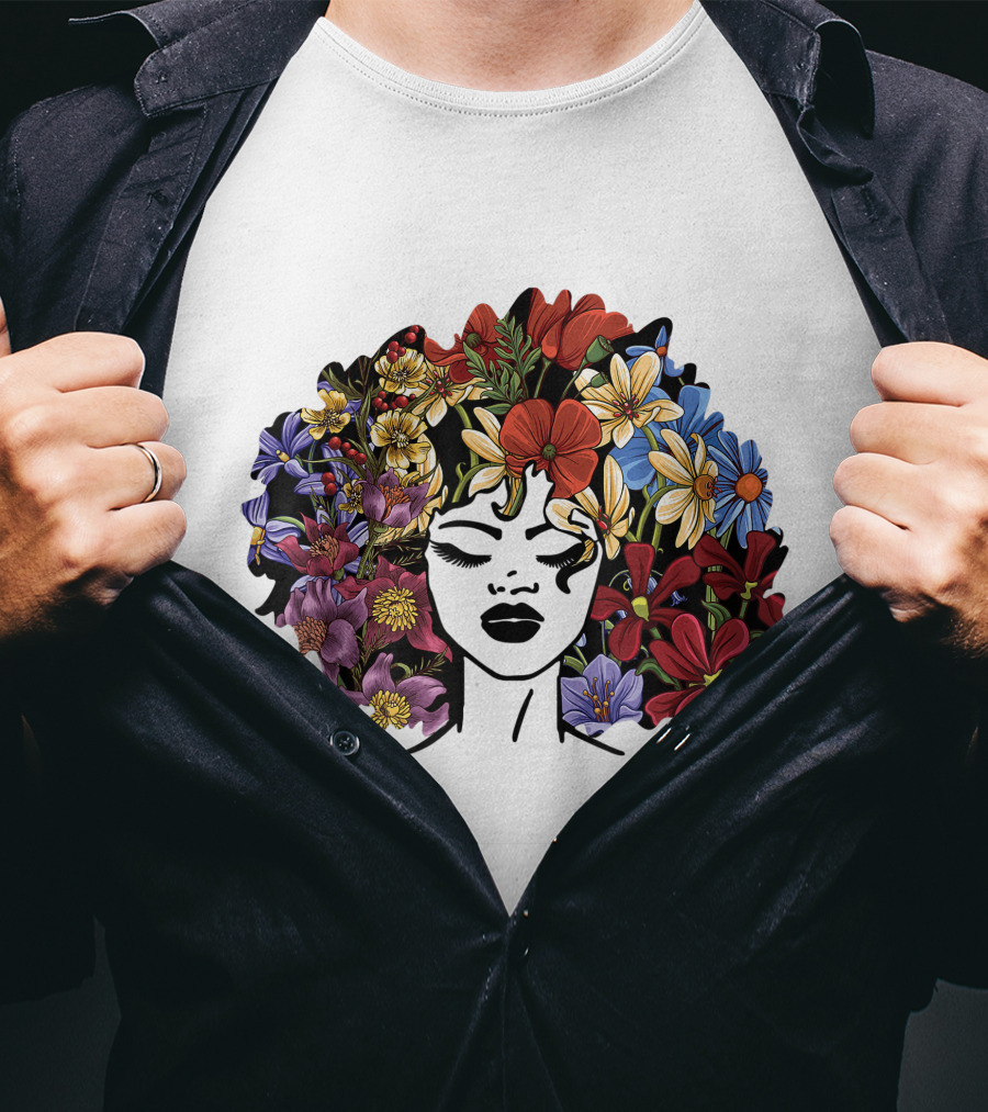 Educated Motivated Black Queen Melanin African American Floral Hair T-Shirt