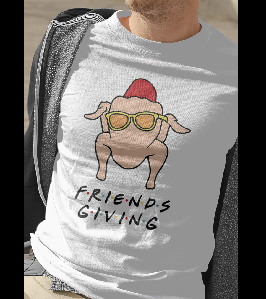 Friendsgiving Turkey With Sunglasses And Red Hat T-Shirt