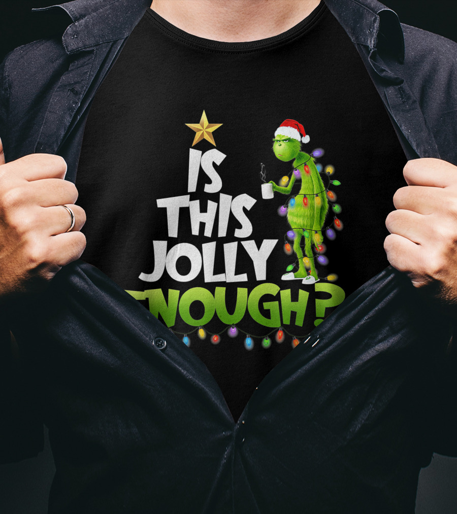 Grinch In Christmas Lights Is This Jolly Enough Holiday T-Shirt