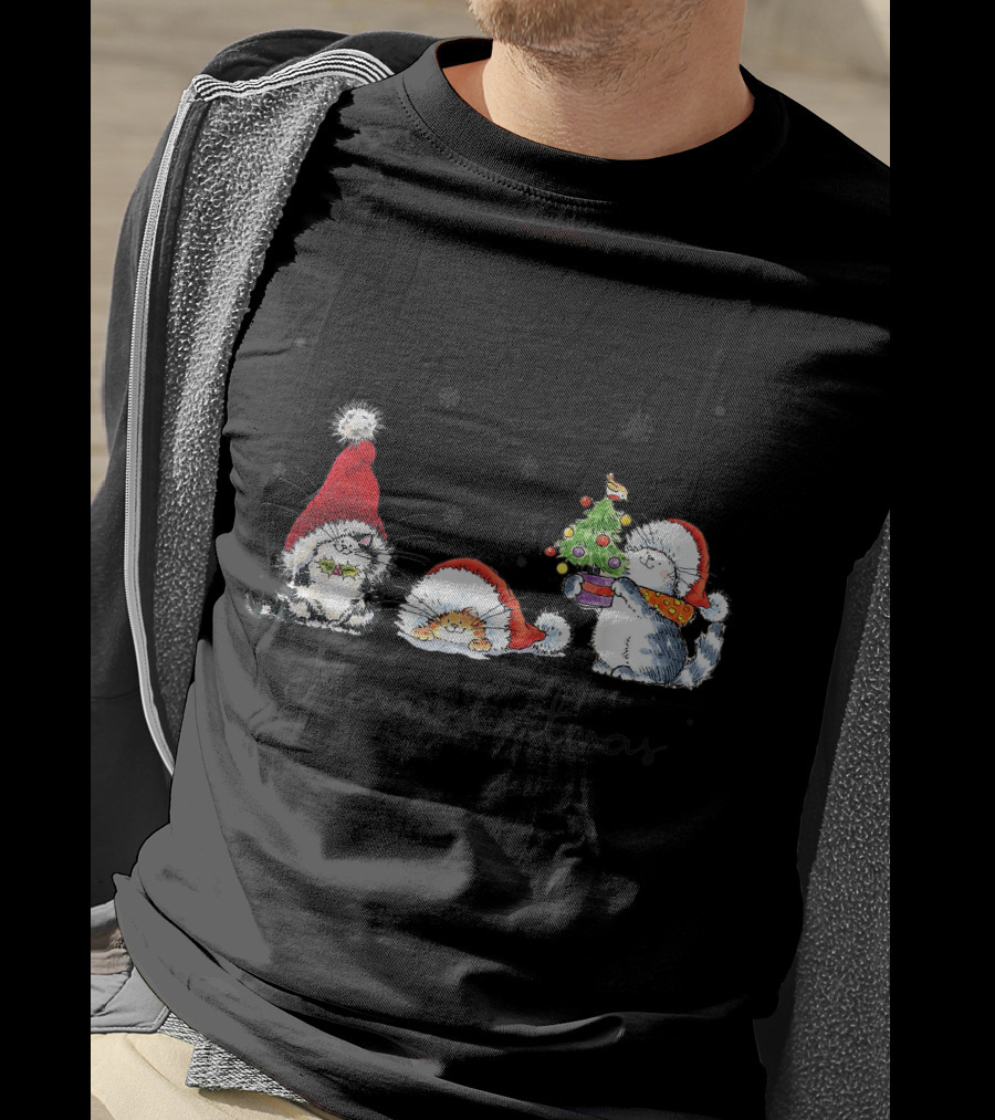 Cats In Santa Hats With Merry Catmas For Cat Lovers T-Shirt