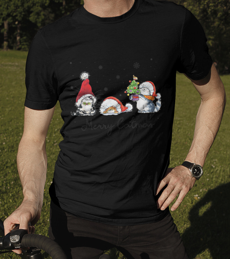 Cats In Santa Hats With Merry Catmas For Cat Lovers T-Shirt