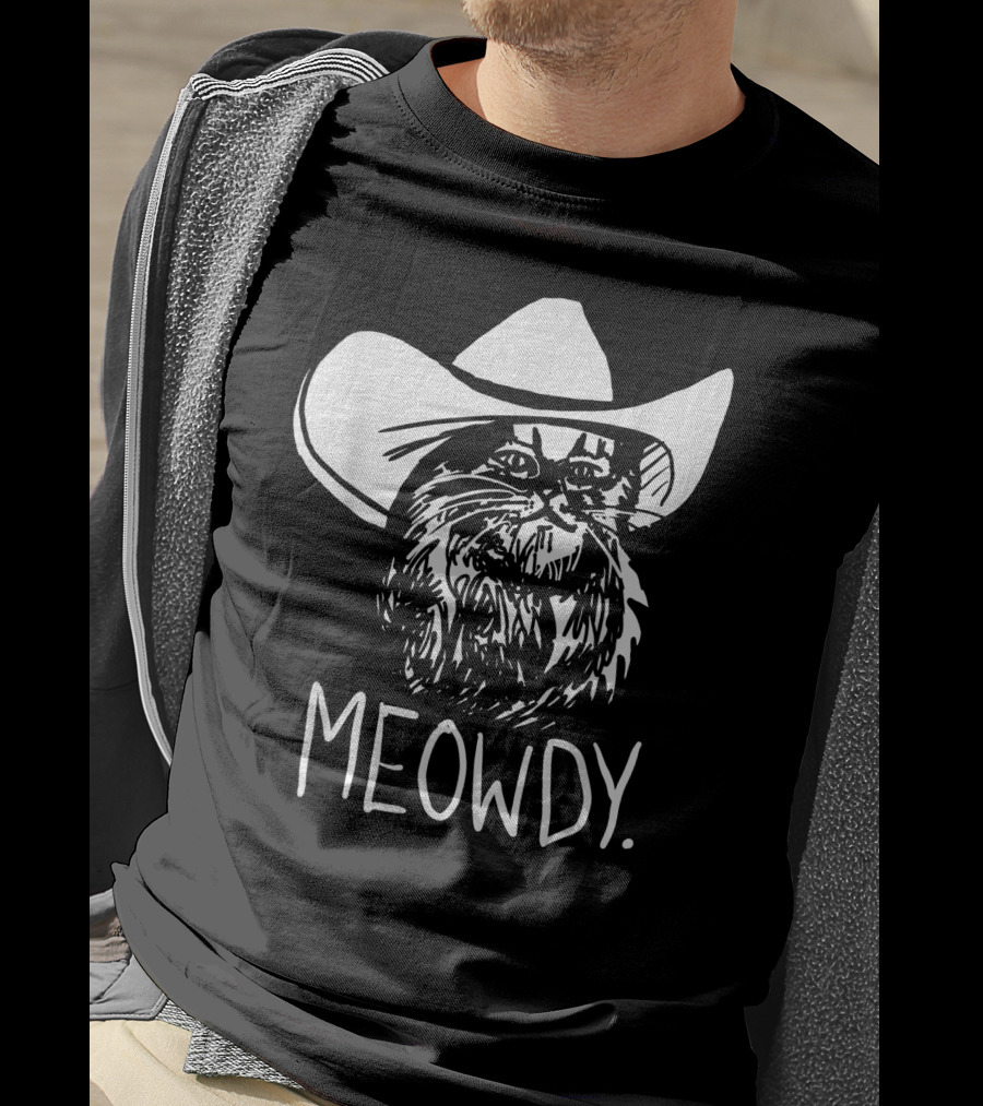 Meowdy Cat In Cowboy Hat Texas Meme T-Shirt