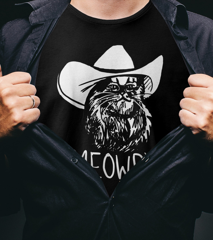 Meowdy Cat In Cowboy Hat Texas Meme T-Shirt