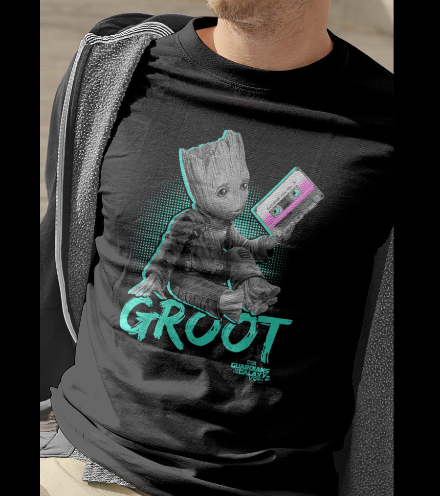 Groot Guardians Of The Galaxy Vol. 2 Baby Neon Tape T-Shirt