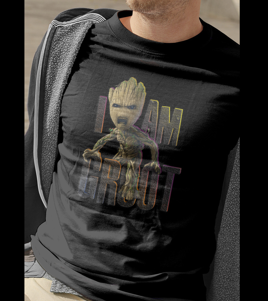 Marvel Guardians Of The Galaxy Vol.2 I AM GROOT Cute Angry T-Shirt
