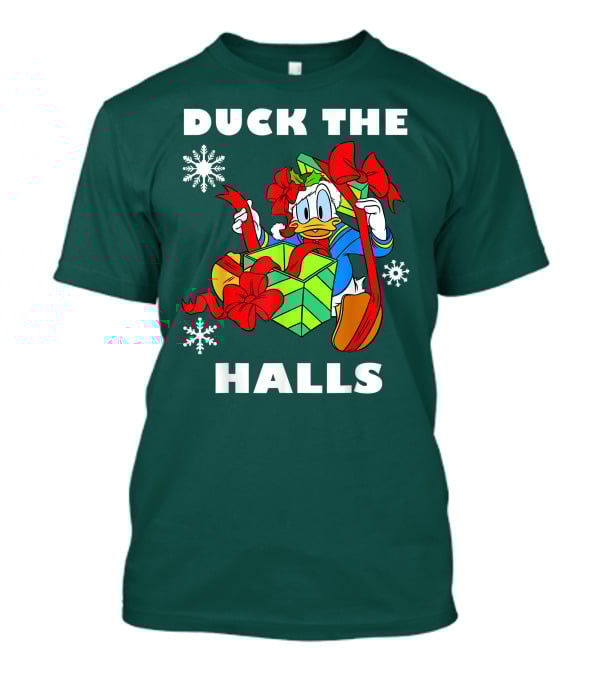 Disney Donald Duck The Halls Christmas Presents Snowflakes T-Shirt