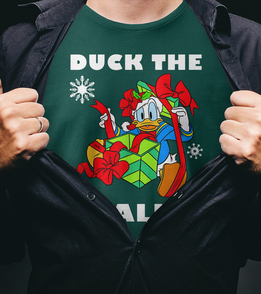 Disney Donald Duck The Halls Christmas Presents Snowflakes T-Shirt