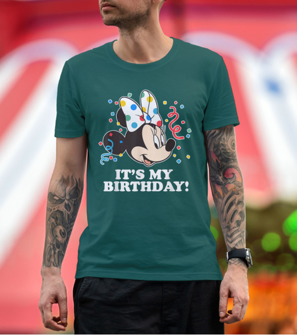 Premium T-Shirt: Disney Minnie Mouse It's My Birthday Celebration Confetti Bow Fun T-Shirt Disney Minnie Mouse It's My Birthday Celebration Confetti Bow Fun T-Shirt