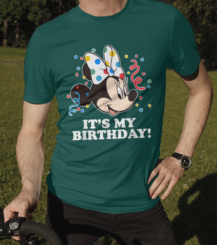 Disney Minnie Mouse It's My Birthday Celebration Confetti Bow Fun T-Shirt