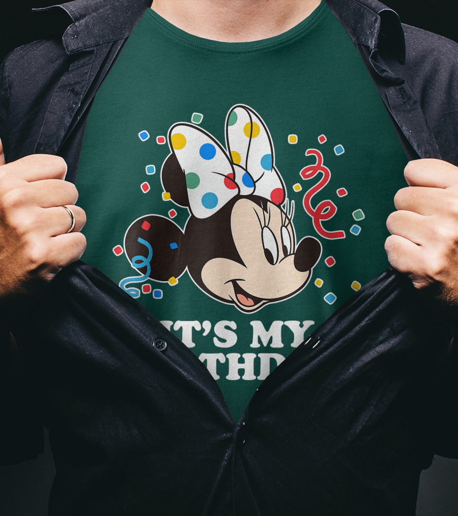 Disney Minnie Mouse It's My Birthday Celebration Confetti Bow Fun T-Shirt