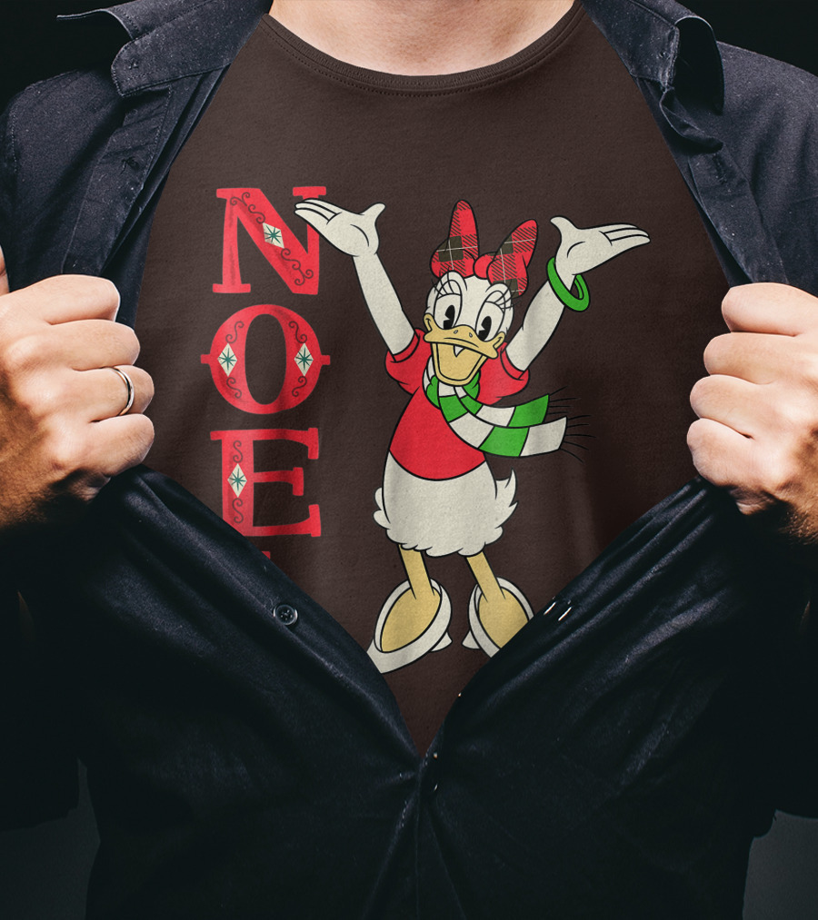 Disney Noel Holiday Vintage Daisy Duck Bow Scarf T-Shirt