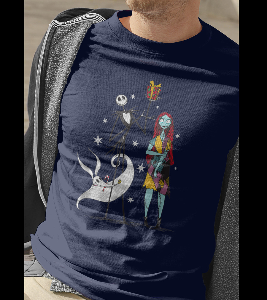 Disney The Nightmare Before Christmas Jack Skellington And Sally With Zero T-Shirt