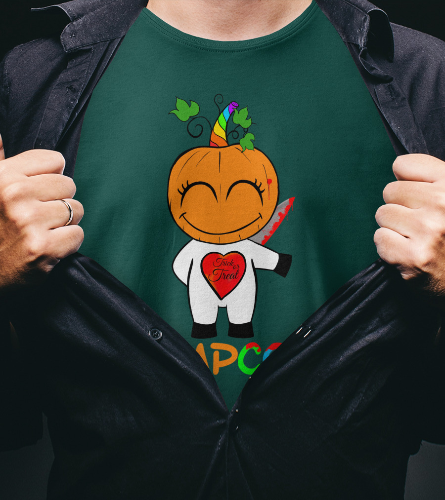 Pumpcorn Trick Or Treat Pumpkin Unicorn T-Shirt