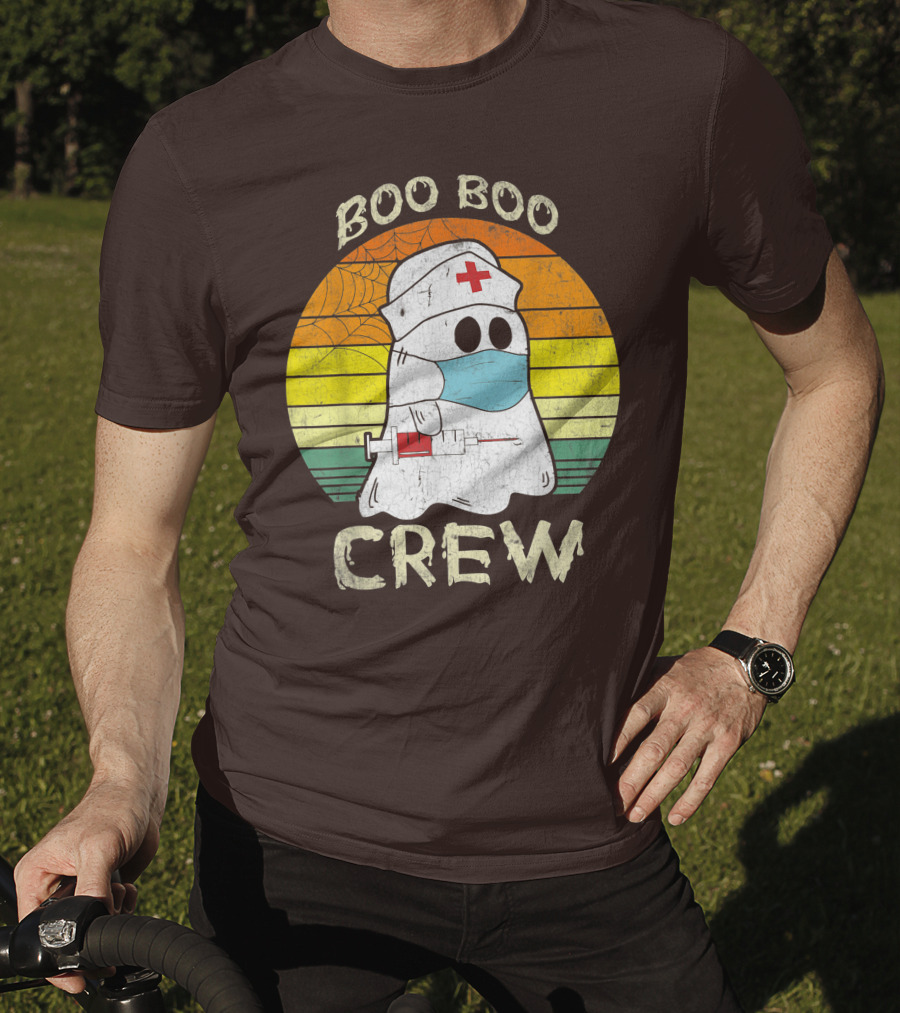 Boo Boo Crew Ghost Nurse With Mask And Syringe T-Shirt