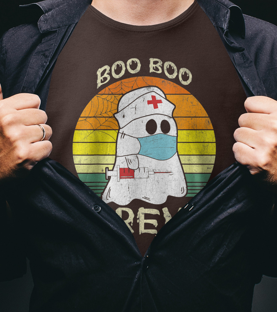 Boo Boo Crew Ghost Nurse With Mask And Syringe T-Shirt