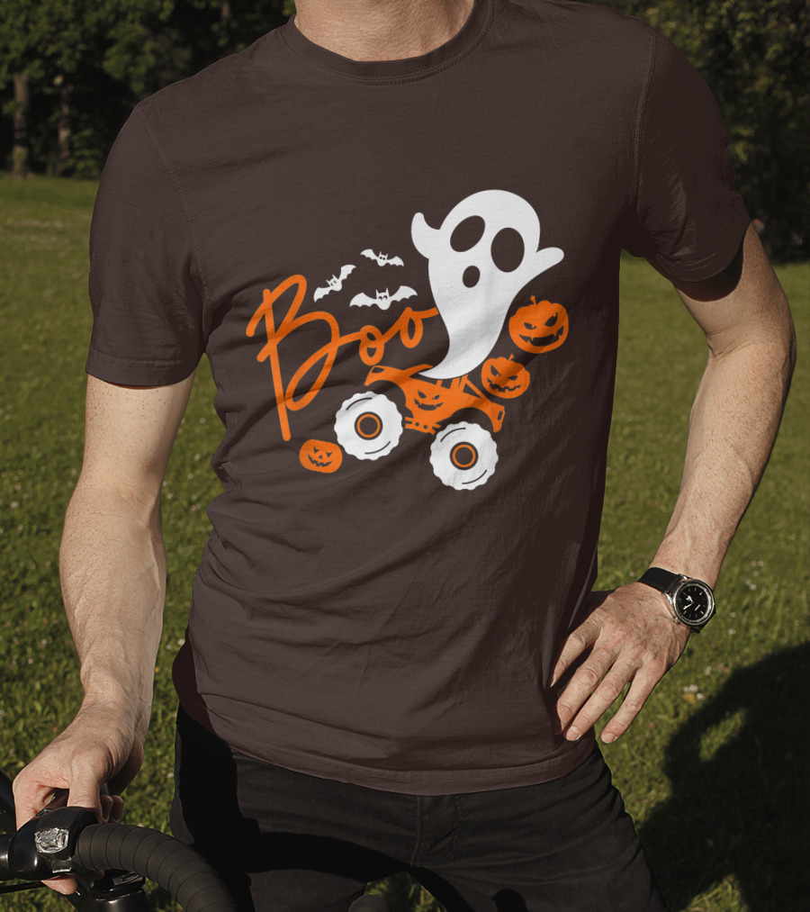 Boo Ghost Monster Truck Halloween Pumpkin Bats T-Shirt