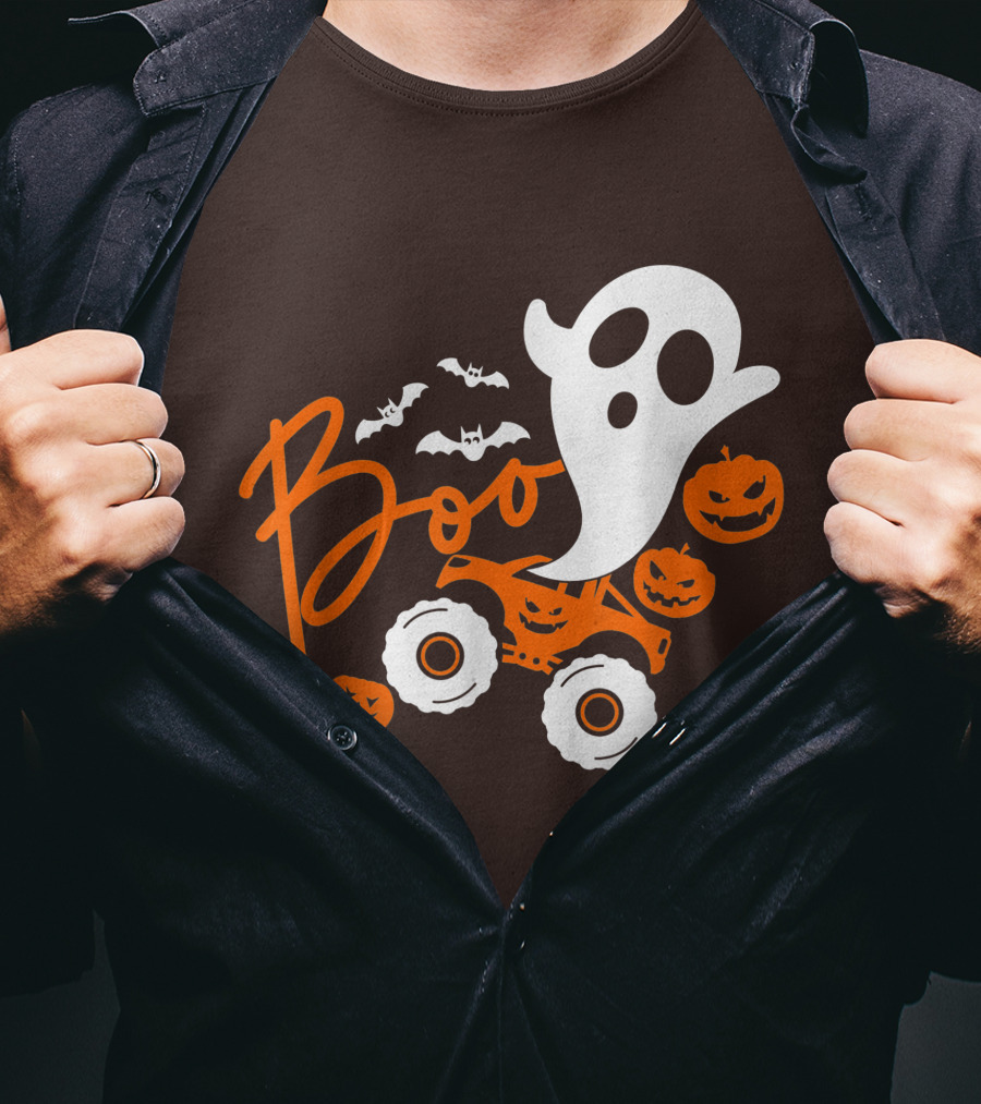 Boo Ghost Monster Truck Halloween Pumpkin Bats T-Shirt